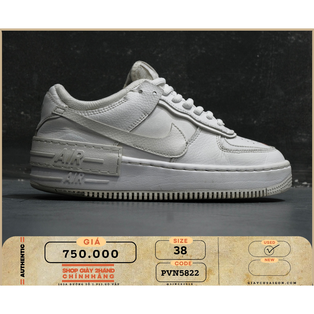 Giày 2hand Nike Air Force 1 Shadow Triple White CI0919 100