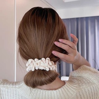 Dây Cột Tóc Lông Xù Màu Trà Sữa