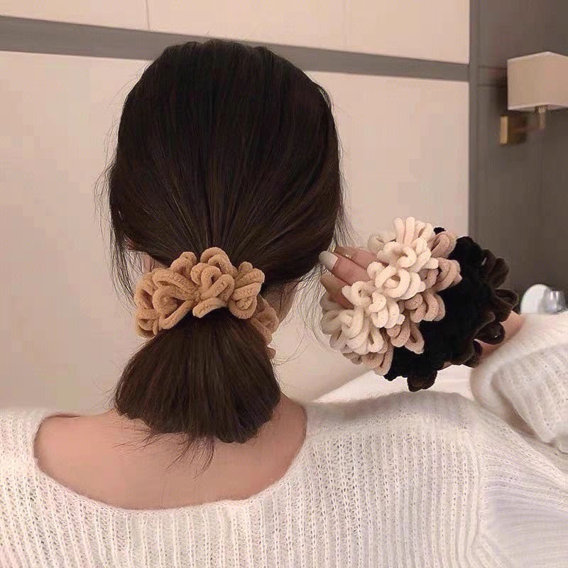 Dây Cột Tóc Lông Xù Màu Trà Sữa
