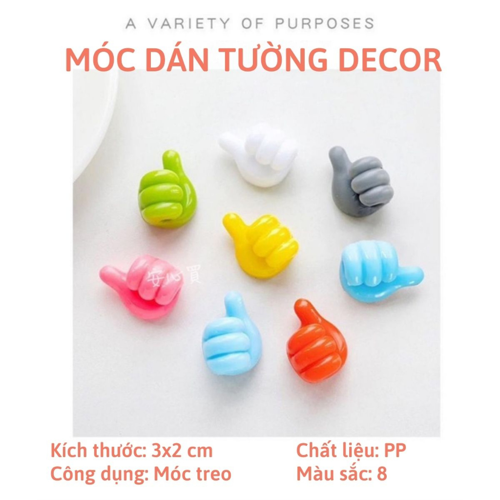 Móc dán tường treo đồ DECOR hình bàn tay, kẹp giữ cáp sạc, tai nghe hình bàn tay | BigBuy360 - bigbuy360.vn