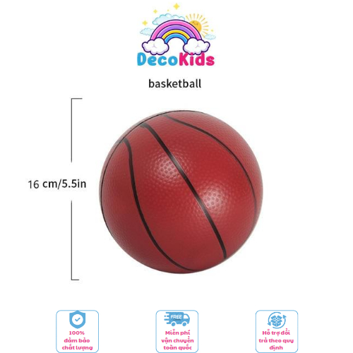 Bóng rổ trẻ em bơm hơi cao su an toàn cho bé 16cm