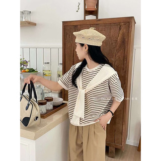Áo pull áo nhỏ kẻ cổ tròn astudio