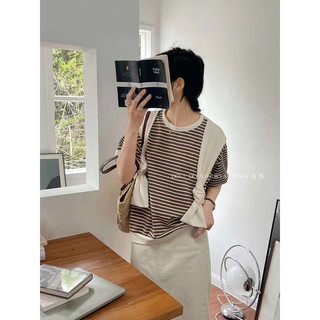 Áo pull áo nhỏ kẻ cổ tròn astudio