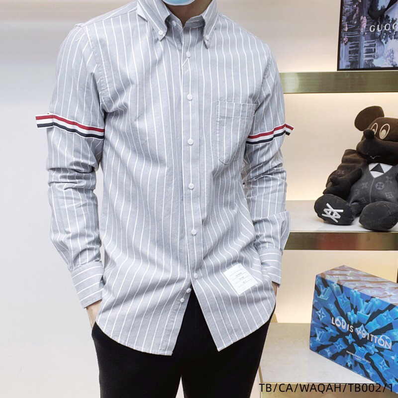 Áo sơ mi nam dài tay kẻ sọc ThomBrowne cao cấp 2023