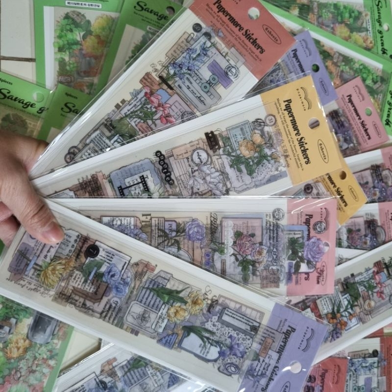 Set 6 Tấm Sticker PET Dán Trang Trí Sổ Tay DIY Bullet Journal Hình Hoa Lá