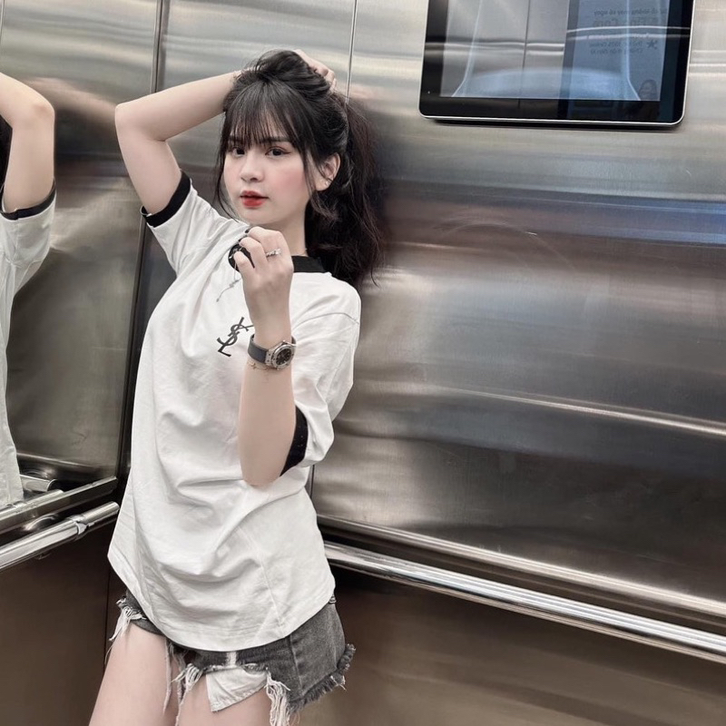 Áo Thun YSL Kim Tuyến Form Rộng Tay Lỡ Vải Cotton Cao Cấp | BigBuy360 - bigbuy360.vn