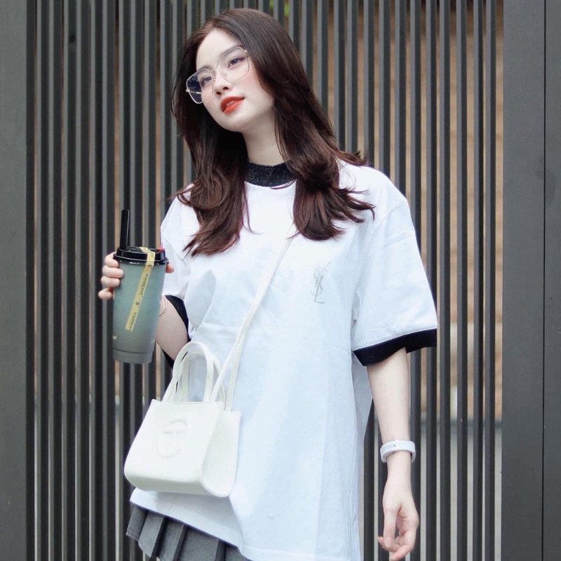 Áo Thun YSL Kim Tuyến Form Rộng Tay Lỡ Vải Cotton Cao Cấp | BigBuy360 - bigbuy360.vn