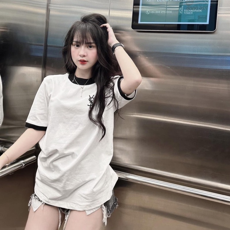 Áo Thun YSL Kim Tuyến Form Rộng Tay Lỡ Vải Cotton Cao Cấp | BigBuy360 - bigbuy360.vn