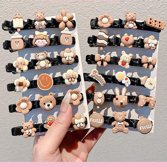 Set 6 Kẹp Tóc Hình Gấu Dễ Thương Phong Cách Hàn Quốc