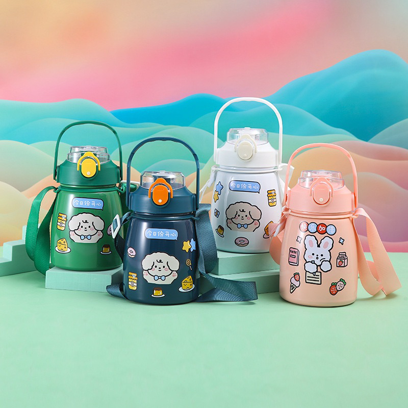 Bình giữ nhiệt 1000ml có ống hút Bình nước giữ nhiệt cute Bình nước 304 Thép không gỉ | BigBuy360 - bigbuy360.vn