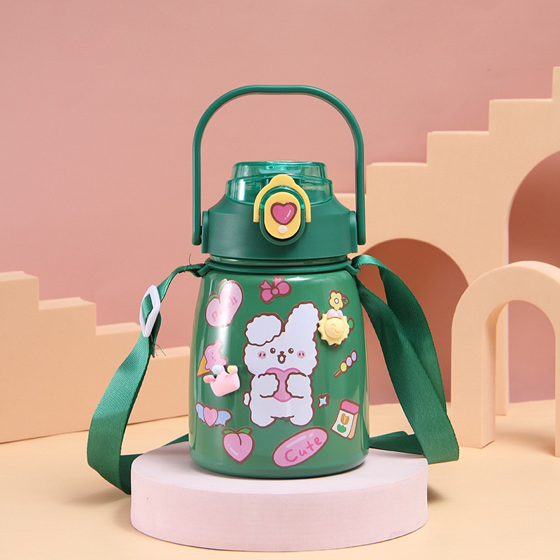 Bình giữ nhiệt 1000ml có ống hút Bình nước giữ nhiệt cute Bình nước 304 Thép không gỉ | BigBuy360 - bigbuy360.vn