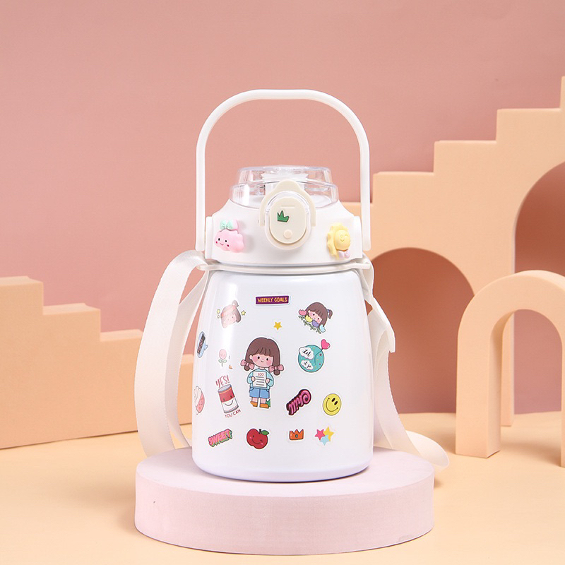 Bình giữ nhiệt 1000ml có ống hút Bình nước giữ nhiệt cute Bình nước 304 Thép không gỉ | BigBuy360 - bigbuy360.vn