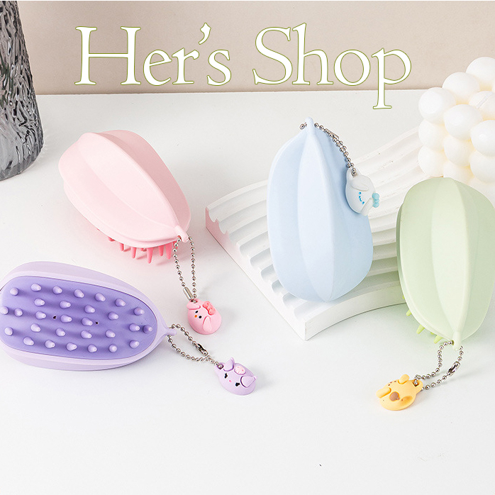 Lược Gội Đầu Massage Gai Silicone Siêu Mềm Phong Cách Nhật Bản - Lược Massage Da Đầu Cho Tóc Khô Và Ướt