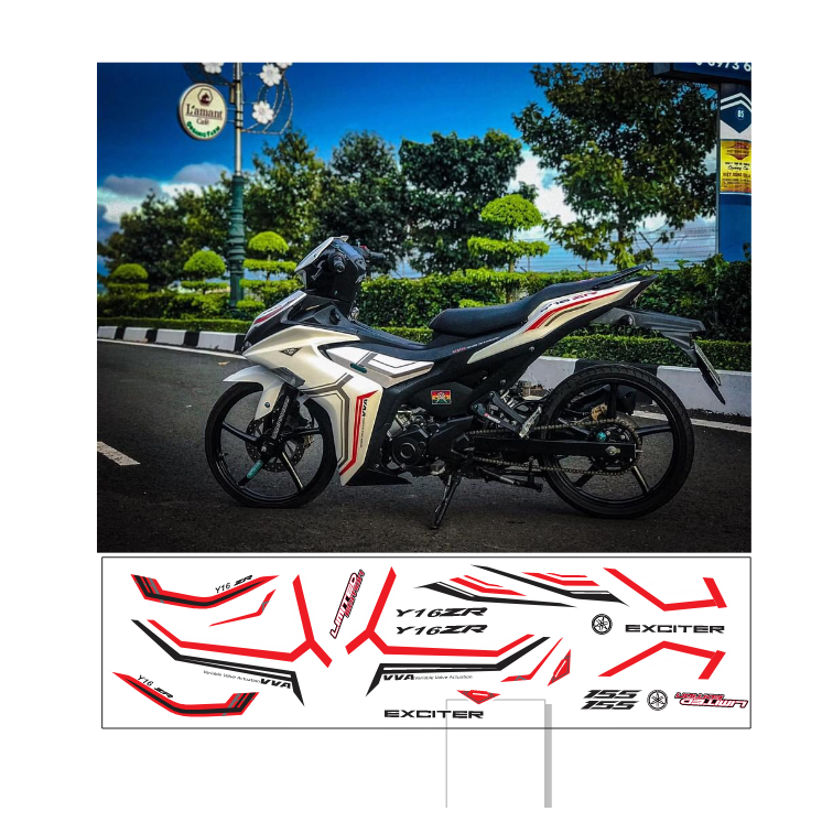 Tem Y16zr exciter 155 dán cho xe trắng