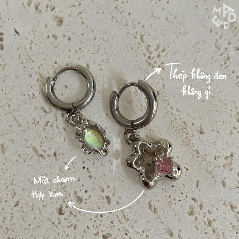 Khoen tai thép y tế phối mặt hợp kim 2983/2984 Madde