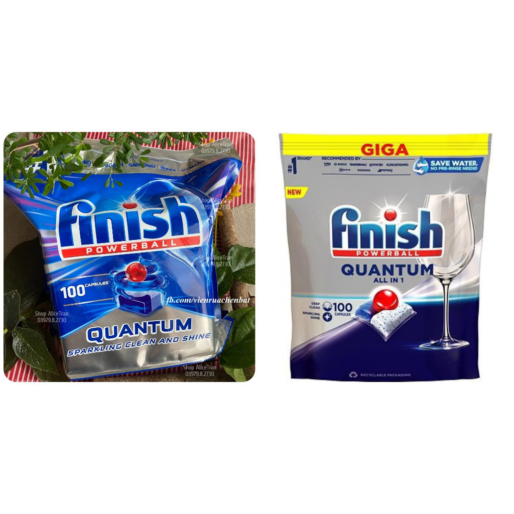 100v Viên rửa Finish Quantum không hương dùng cho máy rửa chén bát