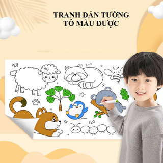 🐅🐅[LOẠI 3M] Tranh tập tô màu dán tường cho bé, có thể cắt hình dán làm kỉ niệm, keo đặc biệt có sẵn mặt sau của giấy🐅🐅