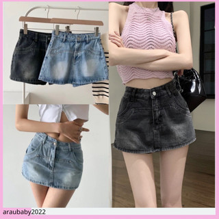Quần chân váy bò jean chữ a nữ jeans cạp cao giả váy