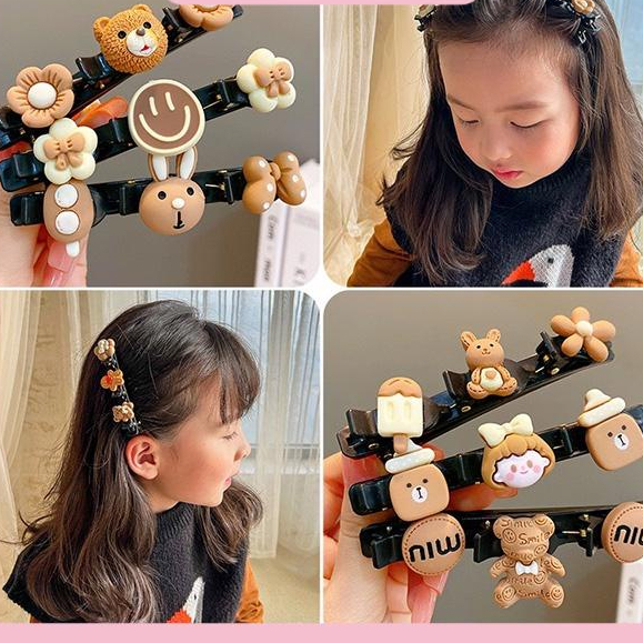 Set 6 Kẹp Tóc Hình Gấu Dễ Thương Phong Cách Hàn Quốc