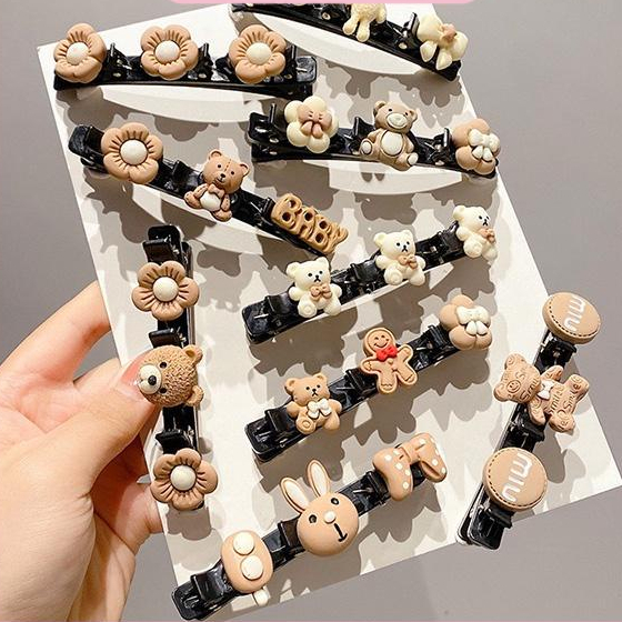 Set 6 Kẹp Tóc Hình Gấu Dễ Thương Phong Cách Hàn Quốc