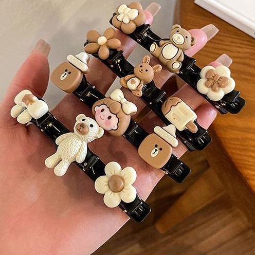 Set 6 Kẹp Tóc Hình Gấu Dễ Thương Phong Cách Hàn Quốc