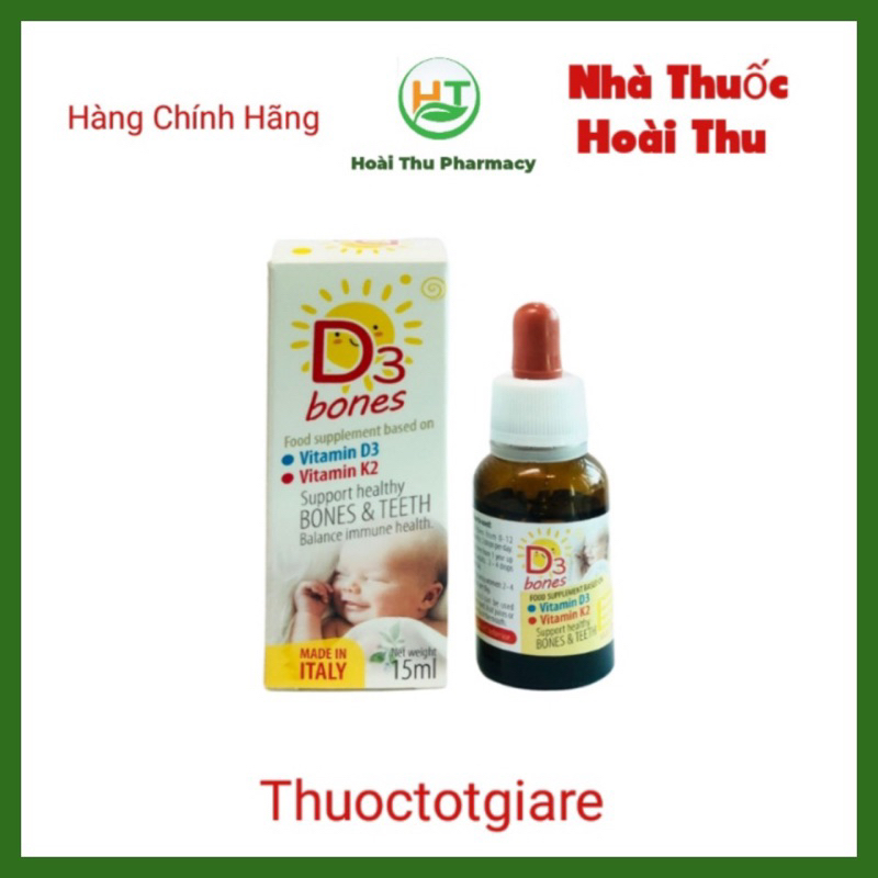 D3 Bones - Bổ sung vitamin D3 K2 dạng nhỏ giọt ( Ý )