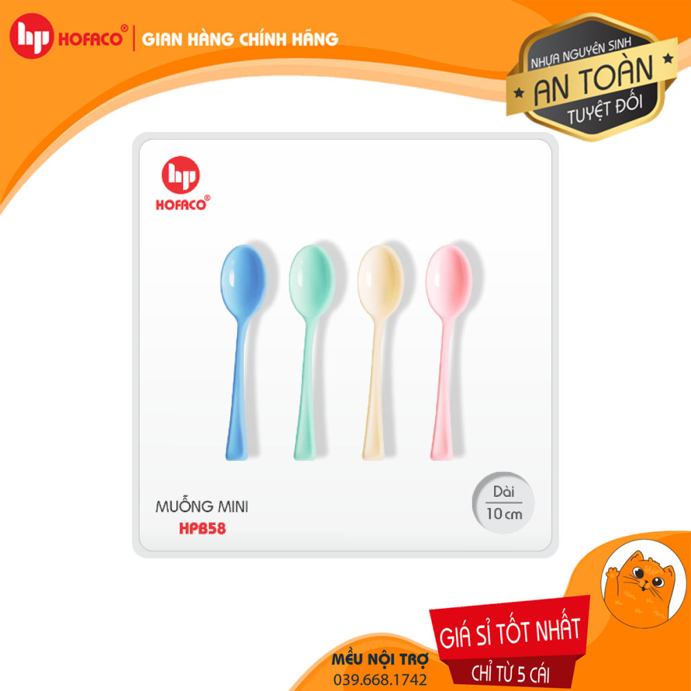 Bịch 24 muỗng nhựa mini cao cấp Hofaco HPB58 - Nhựa nguyên sinh an toàn với thức ăn