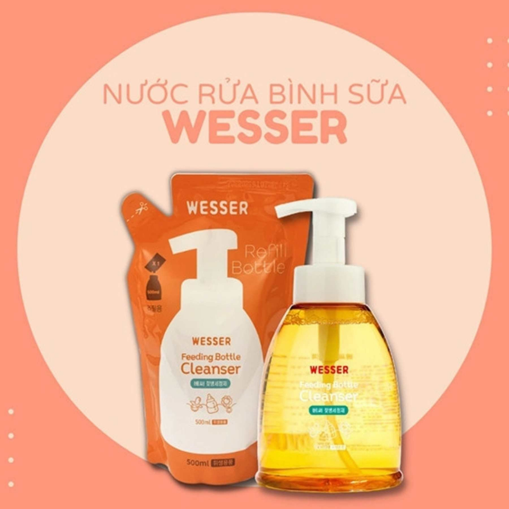Nước rửa bình sữa Wesser bịch - chai 500ml