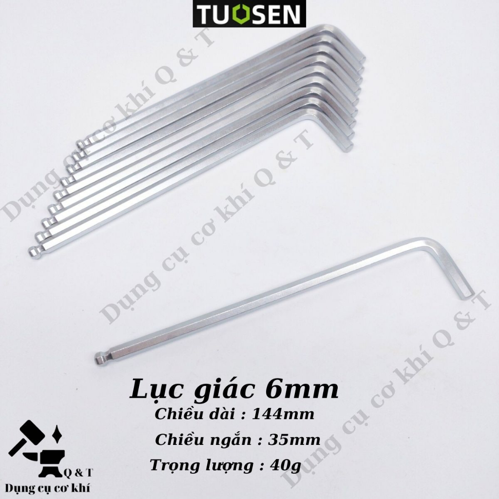 Lục giác đầu bi ,Lục lăng siết ốc thép crv lẻ các số 3mm tới 6mm TUOSEN