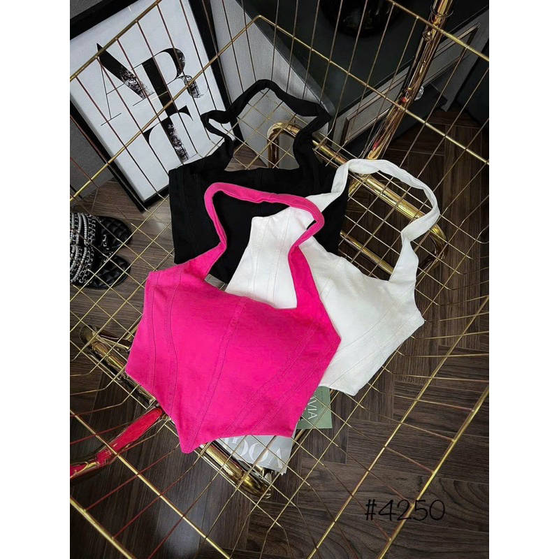 (Video thật) Áo Croptop Choàng Cổ Yếm Có Mút