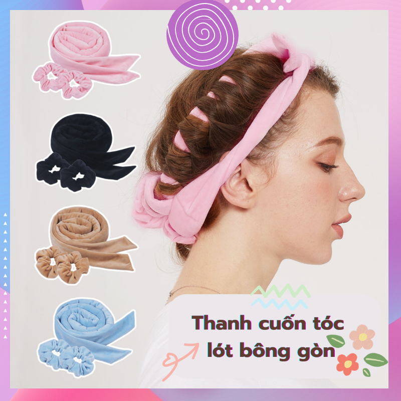 Thanh cuốn tóc lót bông gòn, tạo xoăn tóc không cần nhiệt