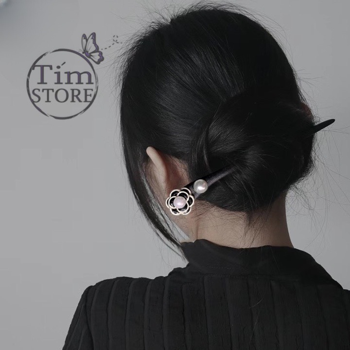 Trâm cài tóc phong cách cổ trang đơn giản hình hoa TIMSTORE phụ kiện búi tóc thời trang