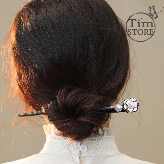 Trâm cài tóc phong cách cổ trang đơn giản hình hoa TIMSTORE phụ kiện búi tóc thời trang