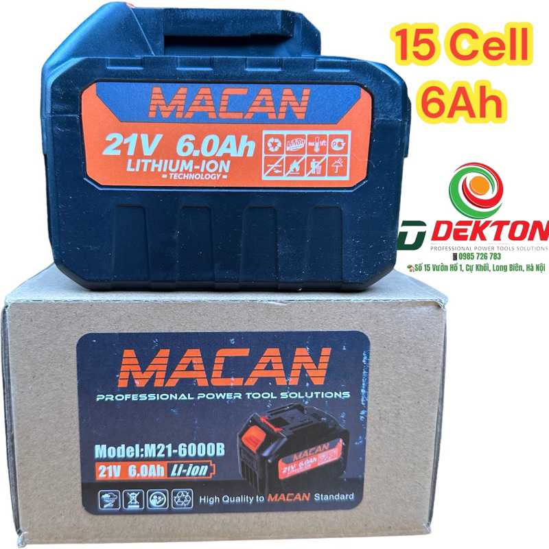 Pin MACAN 15 Cell 21V - Chân Pin Makita Phổ Thông - Dung Lượng Cao