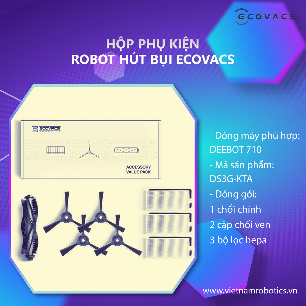 Hộp Phụ Kiện Dành cho Robot hút bụi Ecovacs Deebot 710 - Hàng Chính Hãng - Bản quốc tế