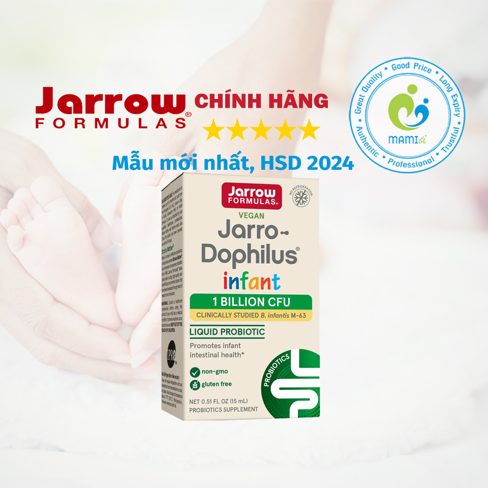 Men vi sinh đẩy đờm  hỗ trợ tiêu hóa, tăng miễn dịch cho trẻ từ 0-6 tháng tuổi Jarro Dophilus Infant, Mỹ