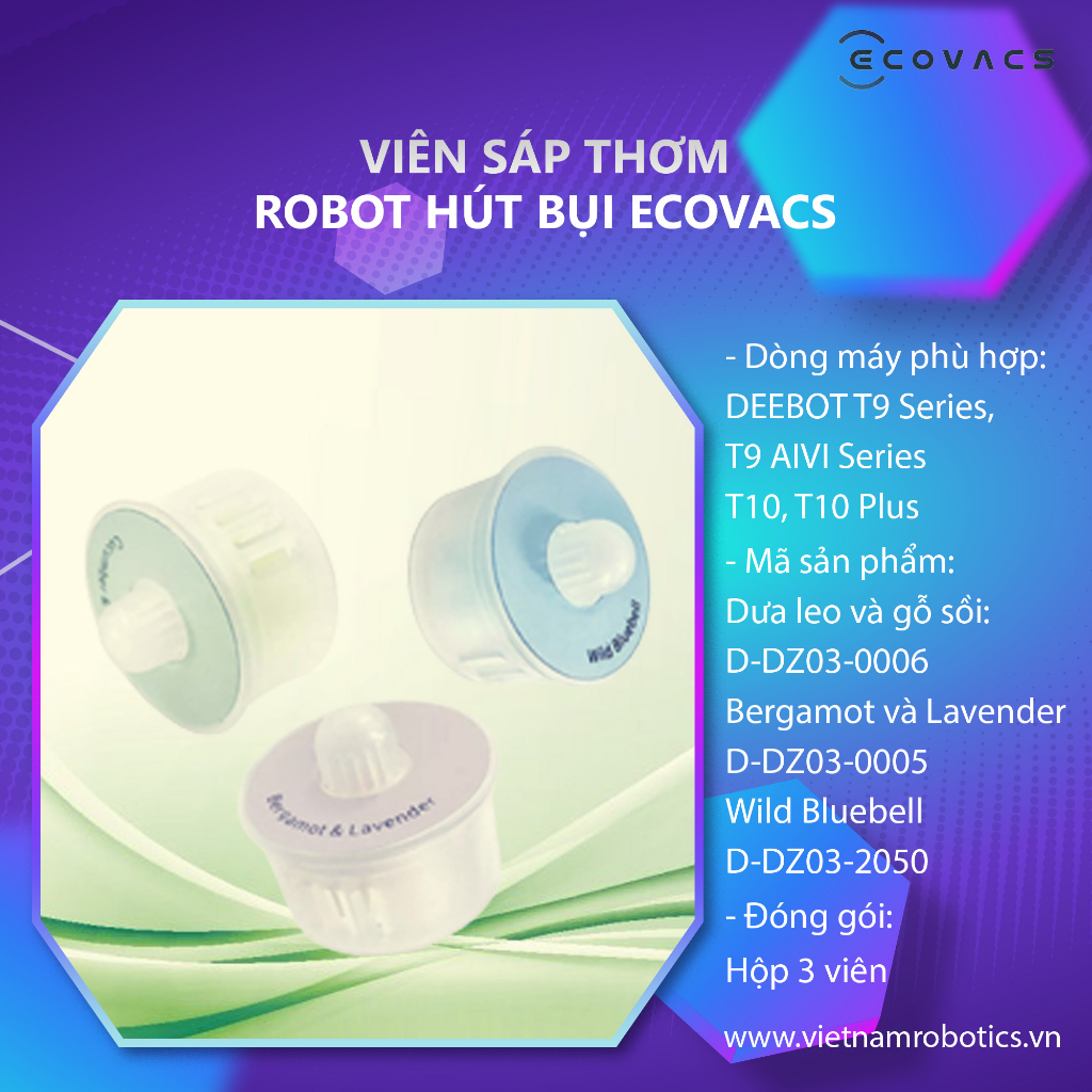 Combo 3 viên sáp thơm dành Robot hút bụi Ecovacs Deebot T9 Series, T10, T10 Plus - Bản quốc tế - Hàng chính hãng