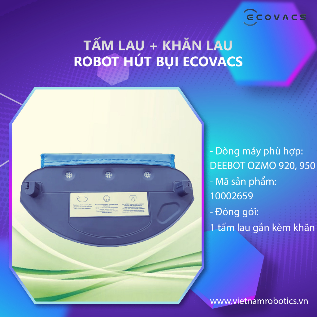 Đế khăn lau và tấm khăn lau Ecovacs Deebot Ozmo 920/950 - Phiên bản Quốc tế