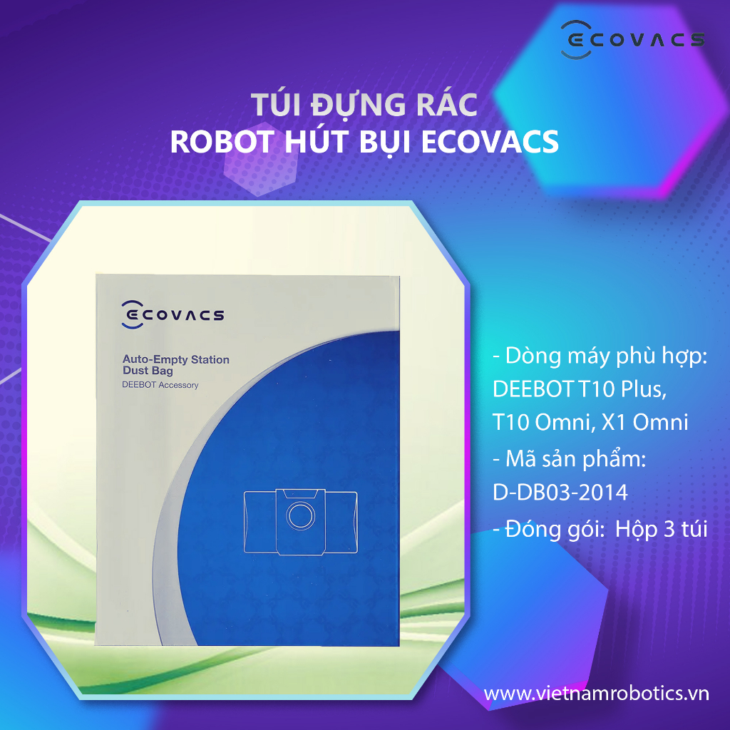 Túi Đựng Rác dành Cho Ecovacs Deebot X1 Omni, T10 Plus, T10 Omni - Phiên bản quốc tế - Hàng chính hãng