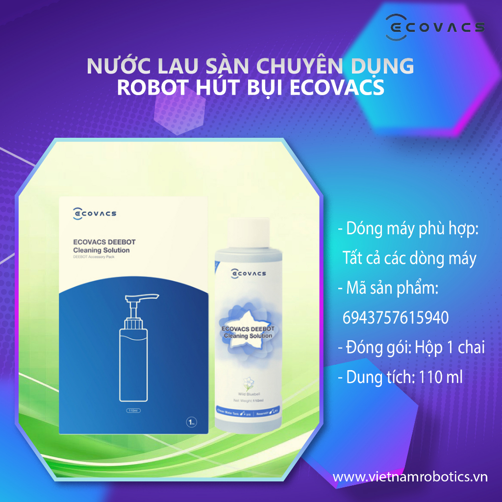 Nước Lau Sàn Dành Cho Robot Hút Bụi Lau Nhà Ecovacs Deebot - Dung tích 110ml