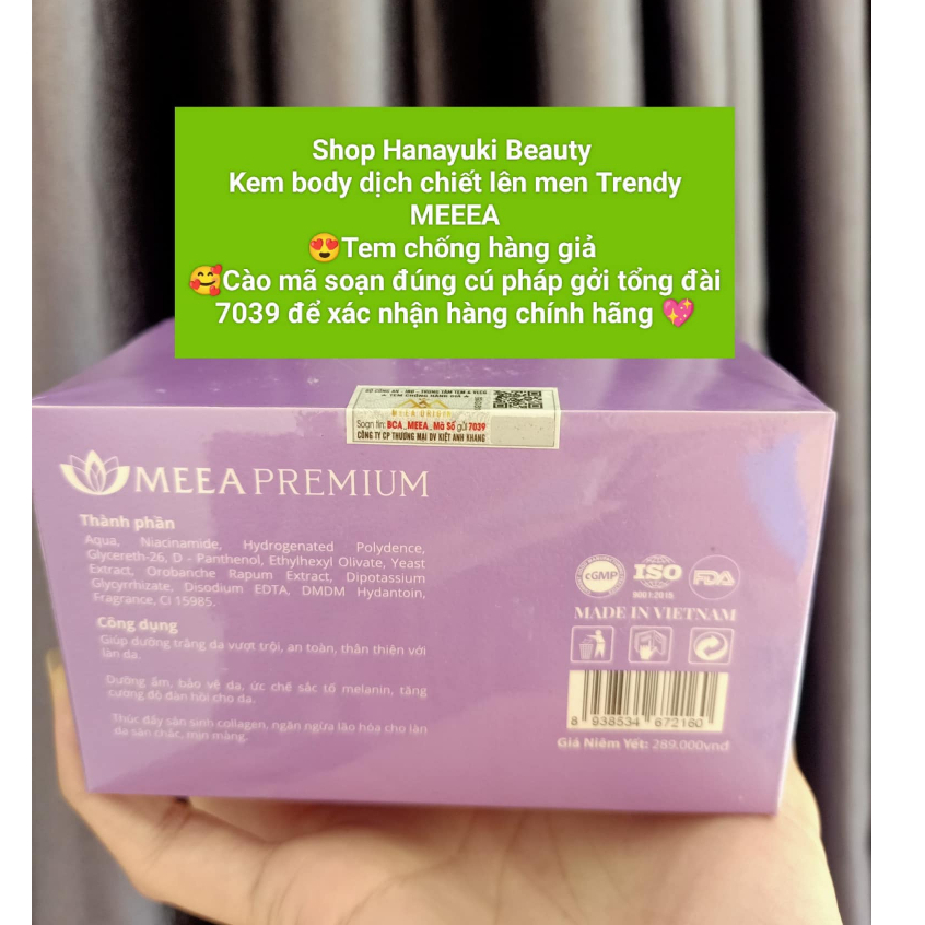 KEM BODY DỊCH CHIẾT LÊN MEN TRENDY MEEA  KEM BODY TÍM TR