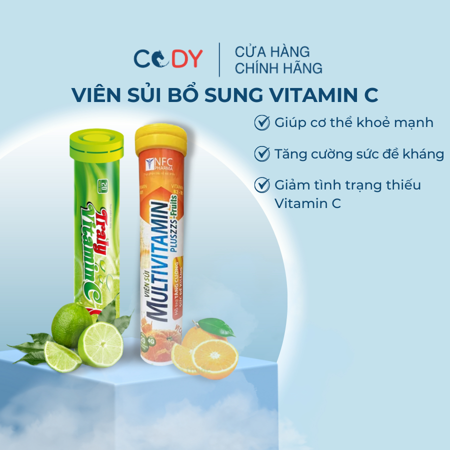 Viên Sủi Bổ Sung Vitamin C, Tăng Sức Đề Kháng Traly (Tuýp 20 viên)
