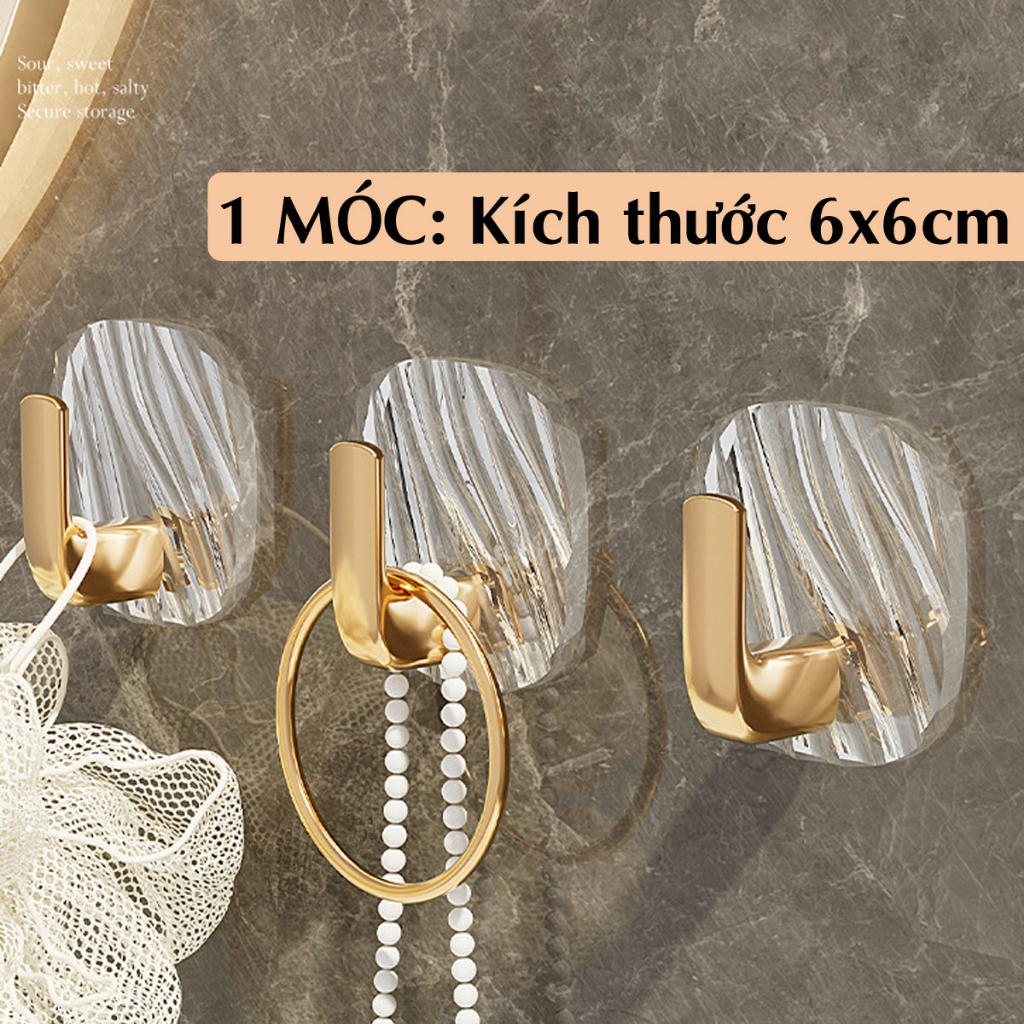 Móc Dán Tường Cao Cấp Có Sẵn Keo Loại To Màu Vàng Trong, Móc Treo Đồ Lên Tới 5kg