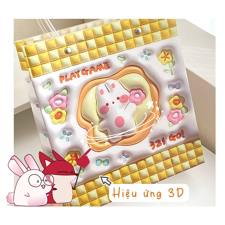 Túi đựng quà có quai, túi nhựa dễ thương 33x19x9cm nhiều mẫu