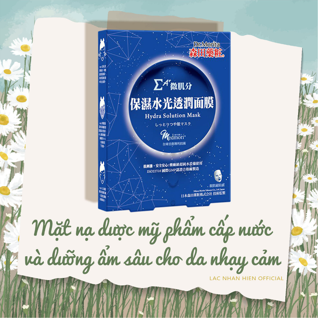 HỘP 03 MIẾNG MẶT NẠ CẤP NƯỚC DƯỠNG ẨM SÂU DR.MORITA HYDRA SOLUTION MASK CHO DA NHẠY CẢM