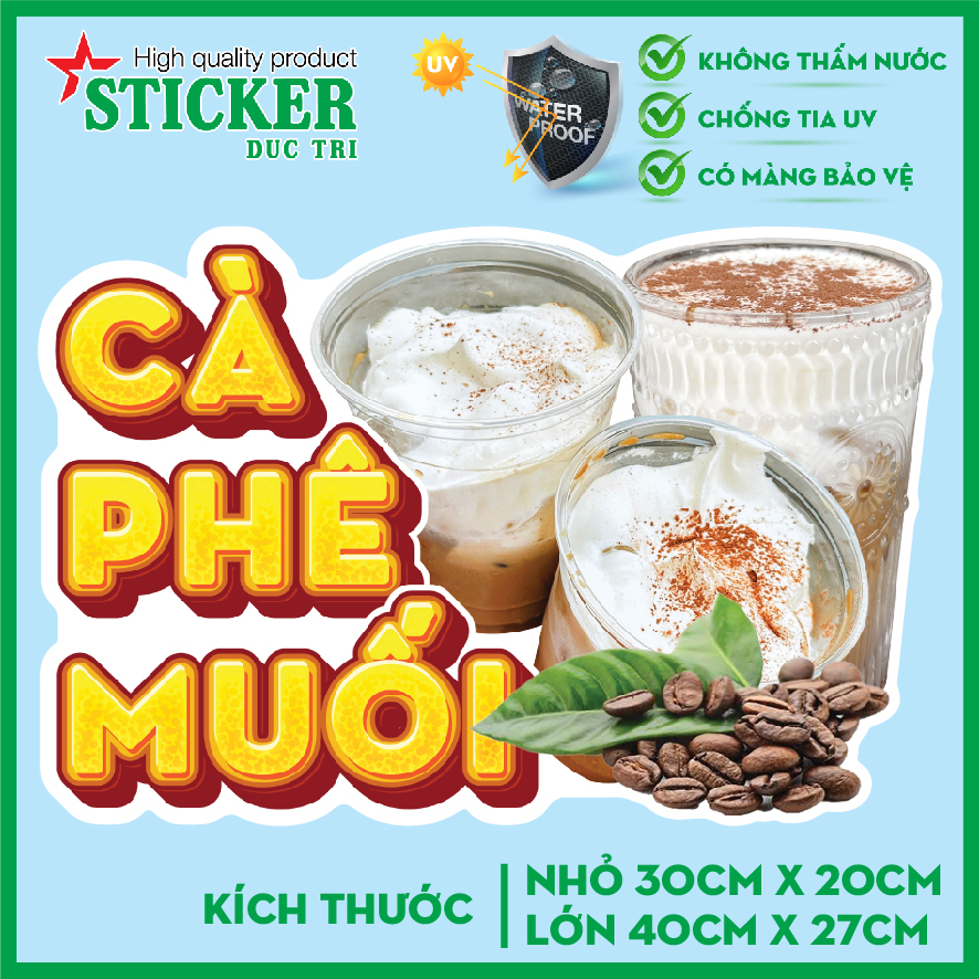 🔥 DECAL DÁN CÀ PHÊ MUỐI 🔥 DÁN TƯỜNG, XE, TỦ KÍNH...