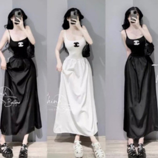 Đầm 2 dây năng động , váy 2 dây xoè basic đơn giản