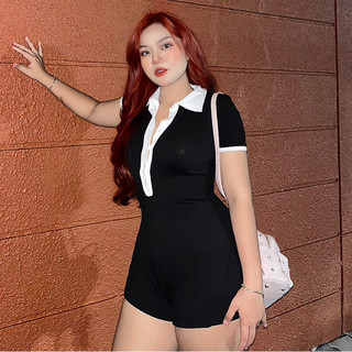 Jumpsuits đùi phối cúc viền trắng  Bigsize(45-73kg)
