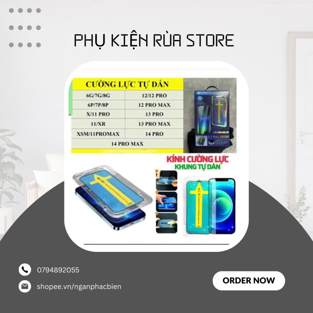 Cường Lực iPhone Tự Dán Full Màn Các Dòng