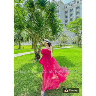 Váy suông hoa bèo dập ly